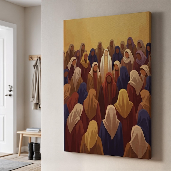 Modest Women in Hijabs Gathering Abstract Cultural Art Poster