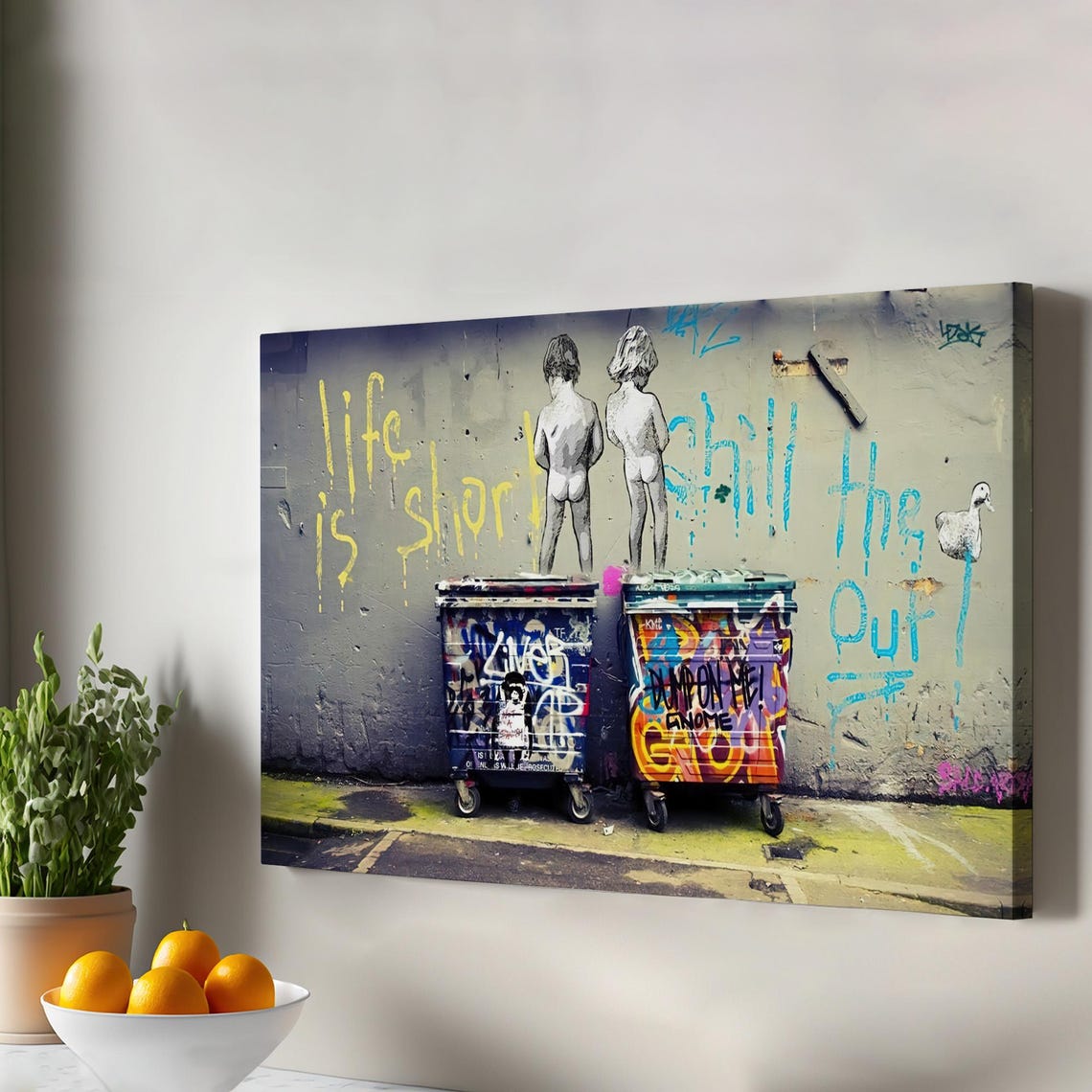 Life Is Short Street Art Children Graffiti Trash Can Wall Art