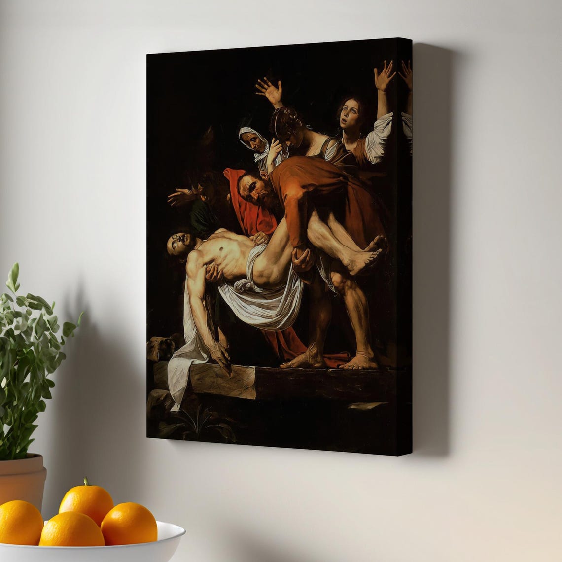 Baroque Entombment Of Christ Dramatic Chiaroscuro Painting Poster