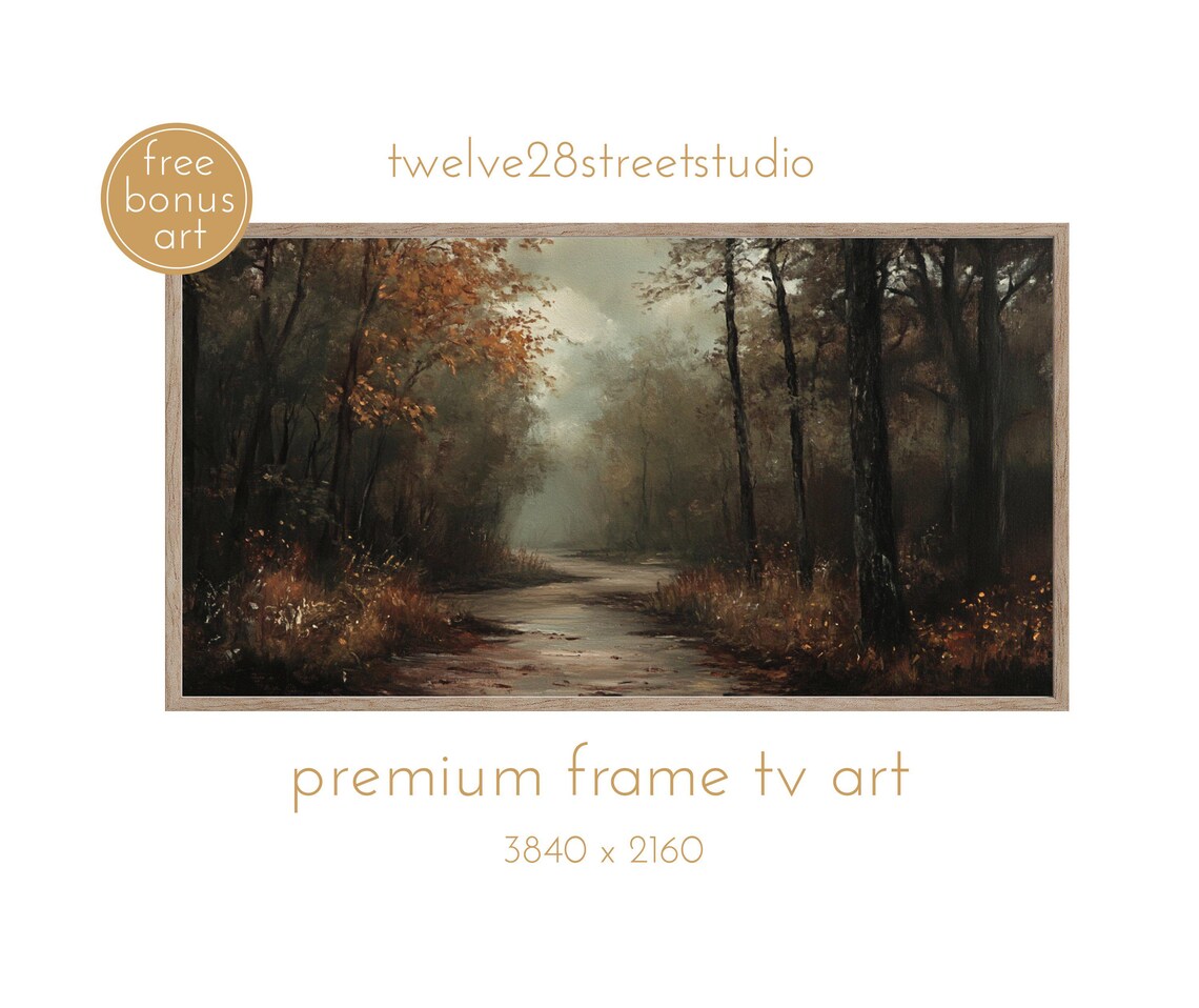 Fall Autumn Forest Path Moody Old Masters Woodland Fog Trail Poster