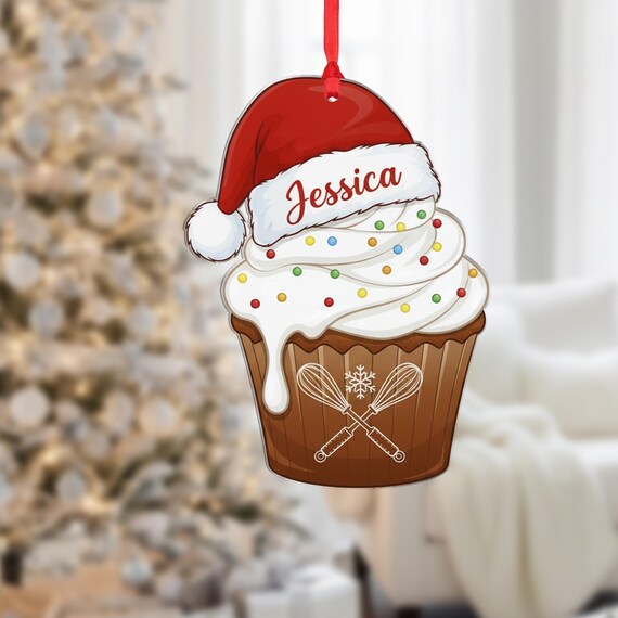 Personalized Cupcake Jessica Baker Christmas Ornament Sweet Gift Poster