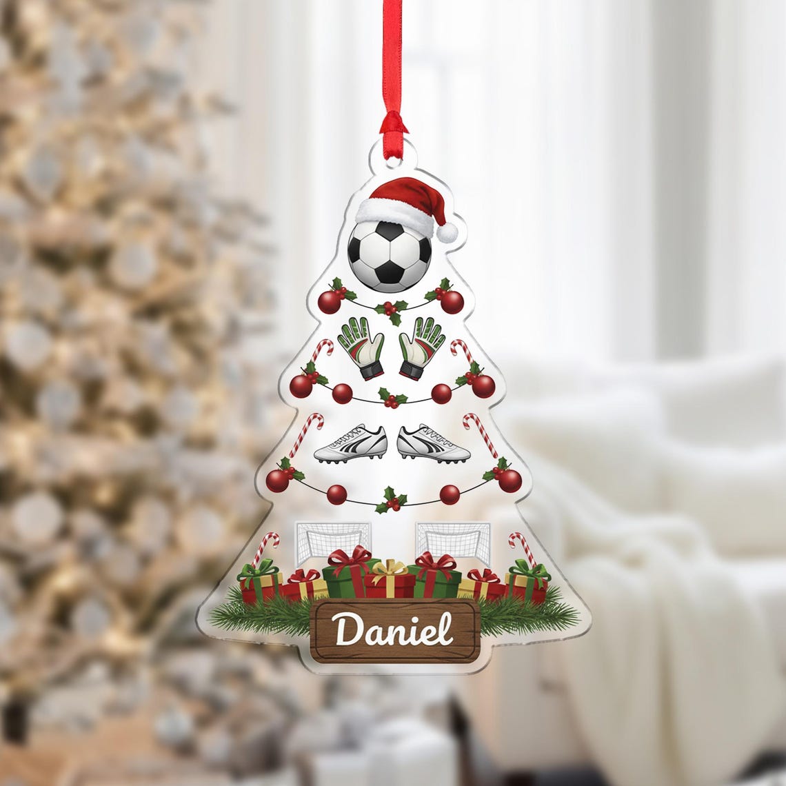 Personalized Soccer 2025 Christmas Ornament Daniel Tree Sports Print