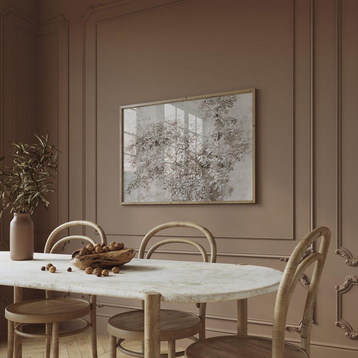 Monochrome Botanical Tree Sketch Neutral Minimalist Wall Art - Image 3
