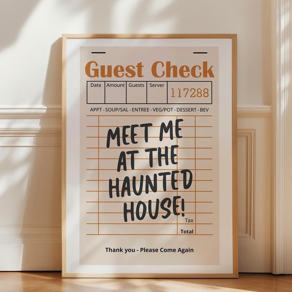Halloween Guest Check Funny Quote Poster Guest Check Print Retro Halloween Decor Halloween Print Halloween Wall Art
