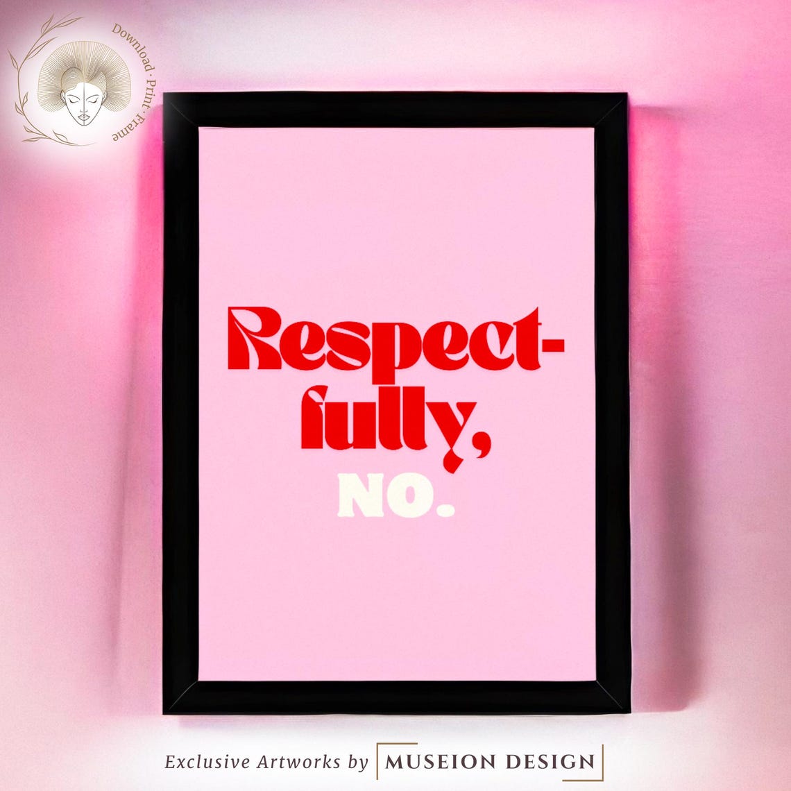 Respectfully No Feminist Quote Print Retro Red Typography Wall Decor