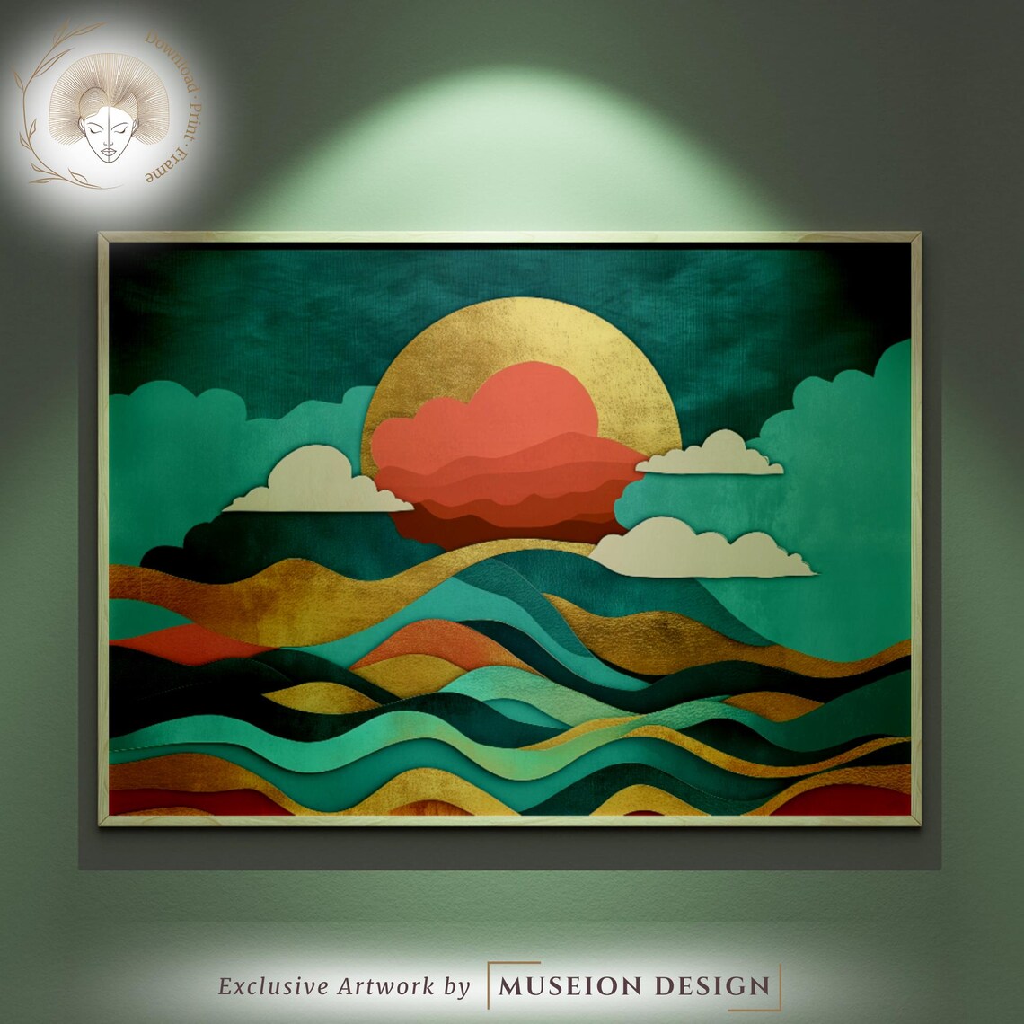 Matisse Sunset Coastal Wall Art Golden Abstract Ocean Print Colorful Tropical Decor Mid Century Modern