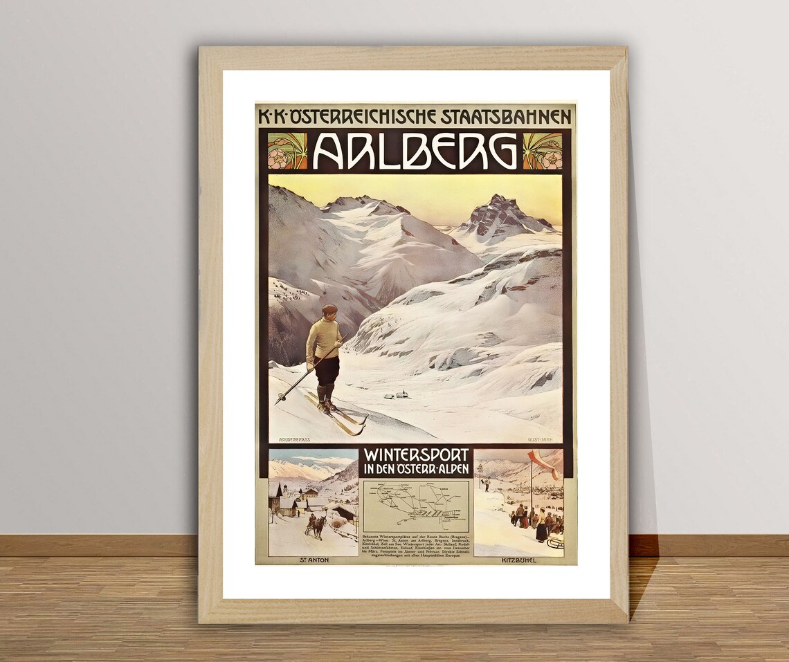 Arlberg In Den Sterr Alen Austria Vintage Ski Poster