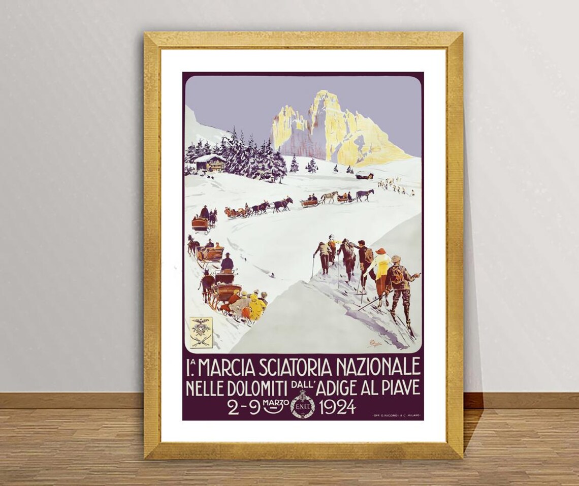 Marcia Sciatoria Nazionale Nelle Dolomiti Travel Poster - Image 2