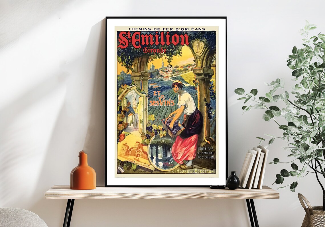 St Emilion Bironde France Vintage Travel Poster - Image 2