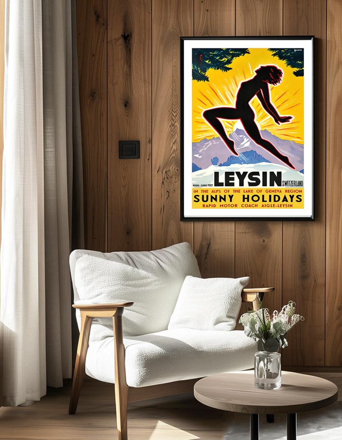 Leysin Switzerland Vintage Travel Poster, Retro Travel Poster - Image 2