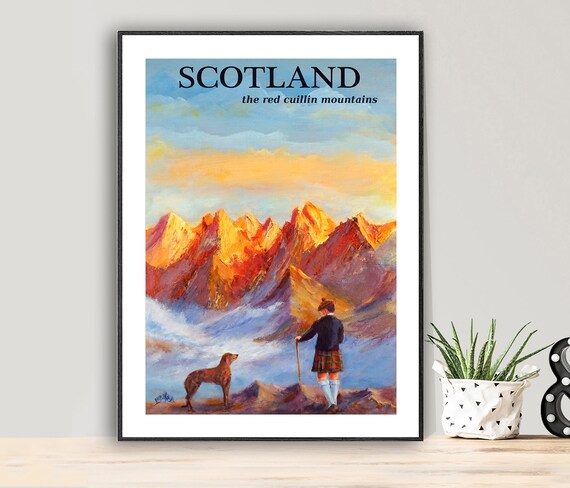 Scotland The Red Cuillon Mountains Travel Poster