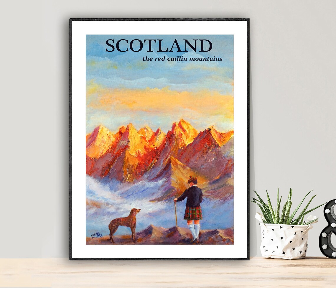 Scotland The Red Cuillon Mountains Travel Poster