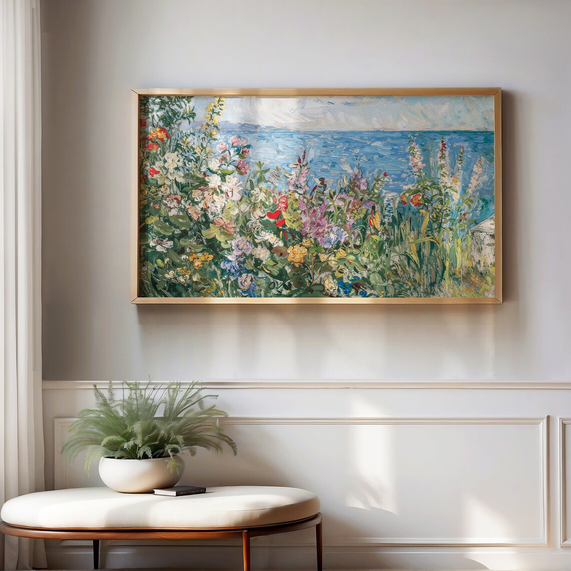 Wildflower Garden by the Sea Impressionist Floral Art Poster - Image 4