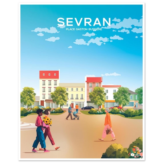 Sevran France Place Gaston Bussiere Town Square Travel Poster