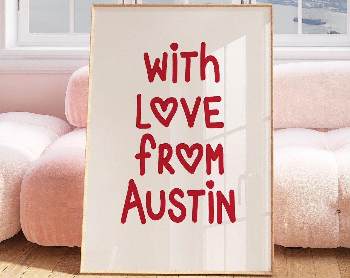 With Love From Austin Red Hand Lettered Typography City Pride Poster