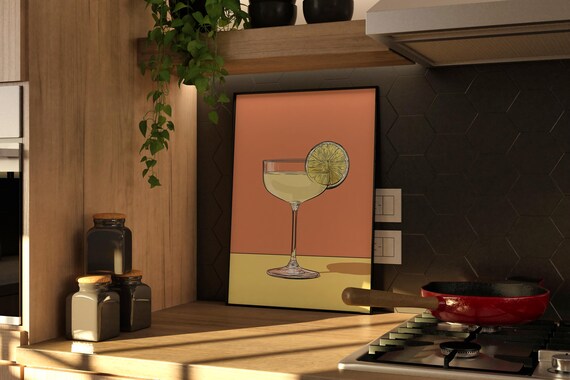 Elegant Lime Coupe Cocktail Minimalist Chic Home Bar Cart Print