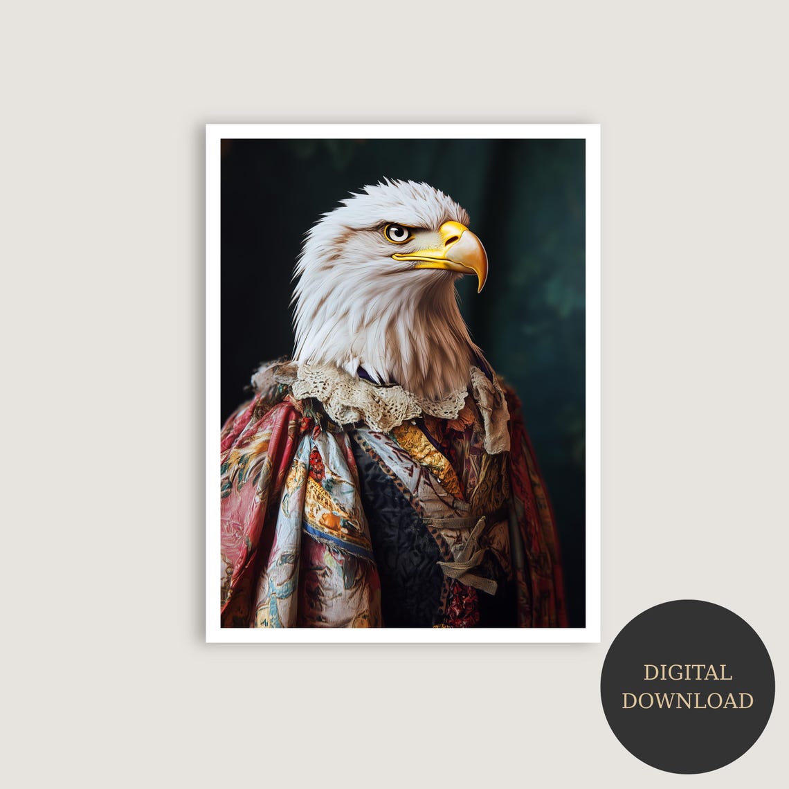 Regal Bald Eagle in Royal Robes Classic Animal Portrait Poster