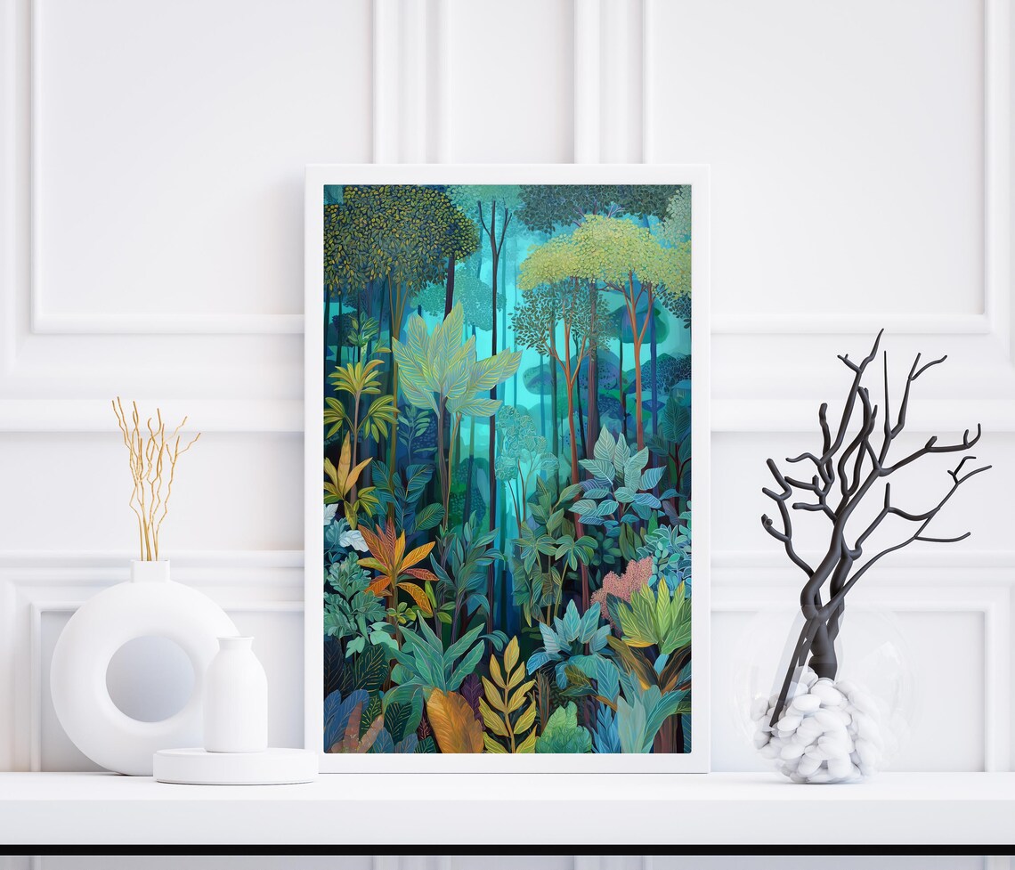 Tropical Forest Art Print Abstract Jungle Wall Decor