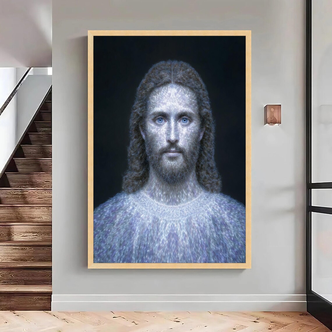 Jesus Portrait Divine Light Glowing Sacred Christian Faith Poster