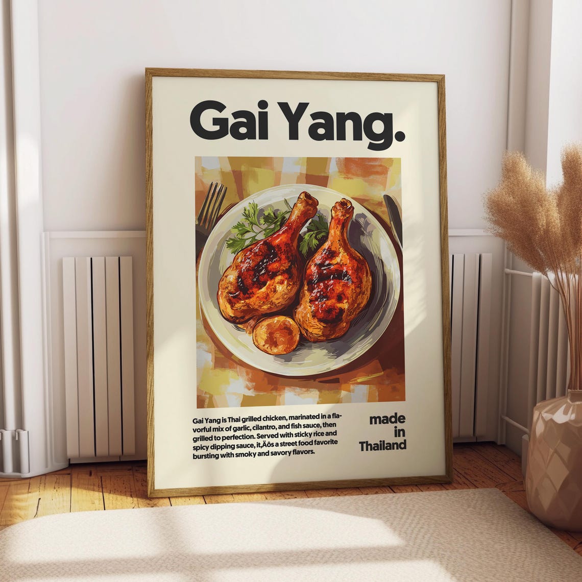 Traditional Gai Yang Thai Grilled Chicken Street Food Art Poster