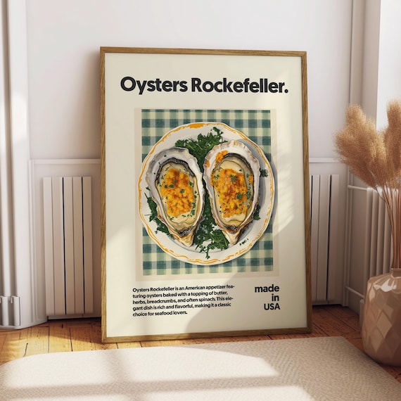 Oysters Rockefeller Classic American Seafood Dish Kitchen Art Poster