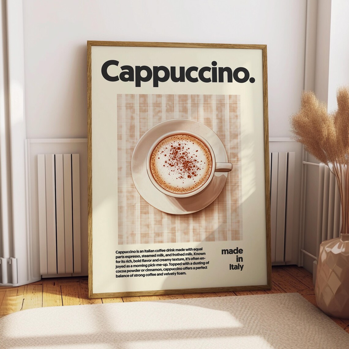 Cappuccino Poster, Coffee Kitchen Decor Print