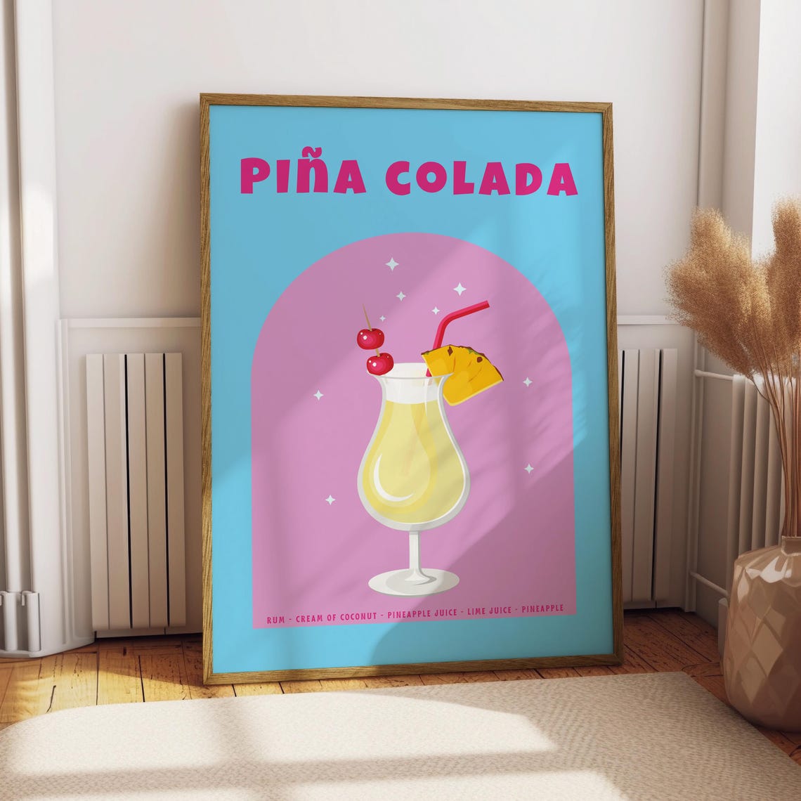 Pina Colada Tropical Cocktail Pop Art Bar Kitchen Decor Poster