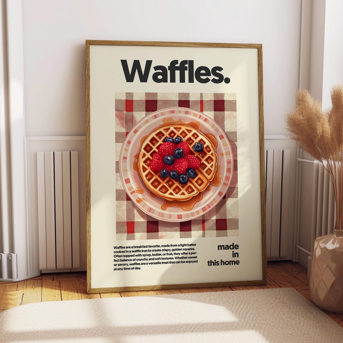 Waffles Berry Waffle Syrup Retro Breakfast Kitchen Food Poster
