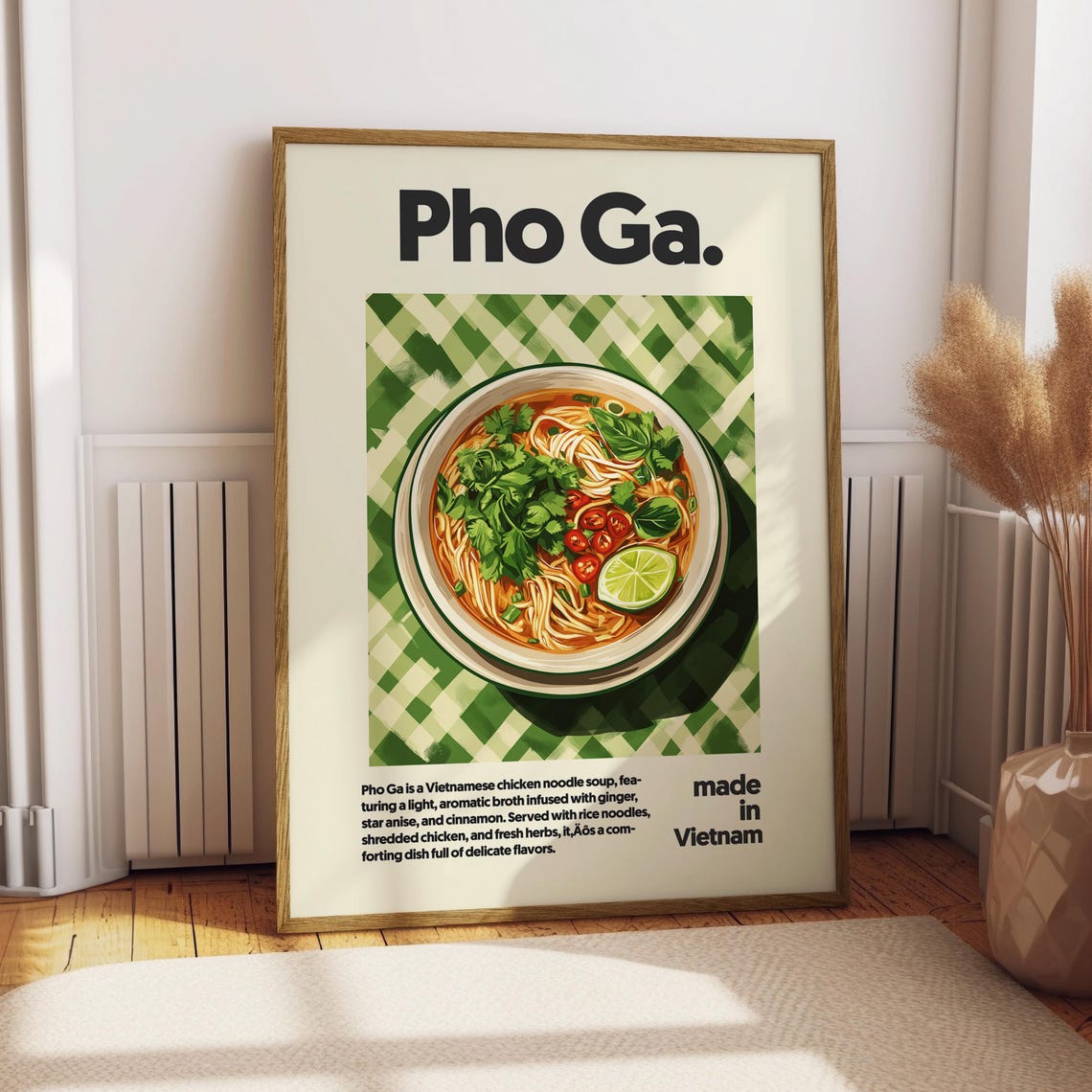 Pho Ga Vietnamese Chicken Noodle Soup Bowl Kitchen Food Poster