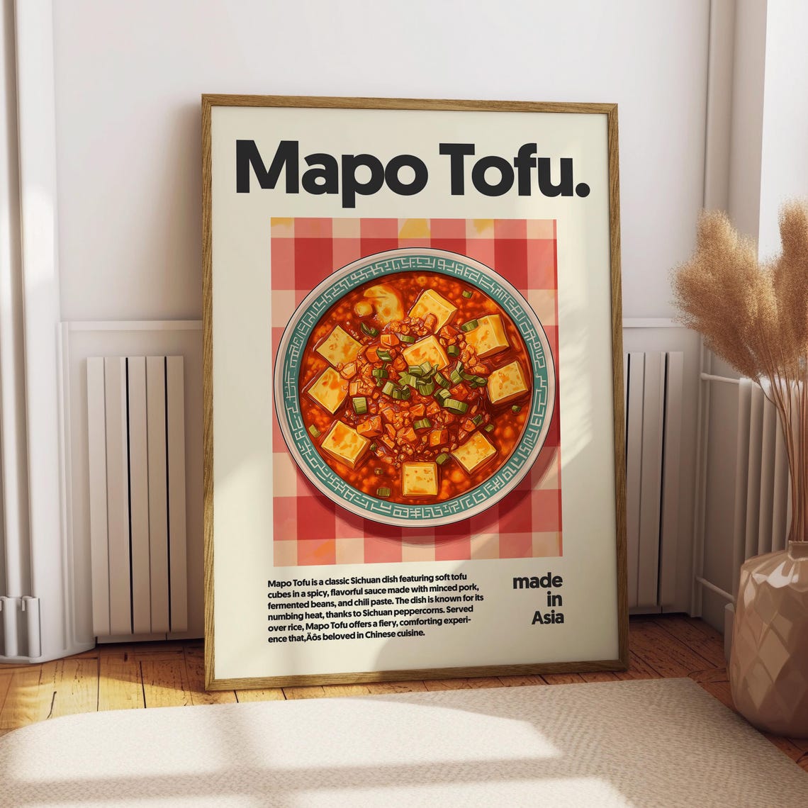 Mapo Tofu Sichuan Spicy Tofu Dish Retro Kitchen Recipe Poster