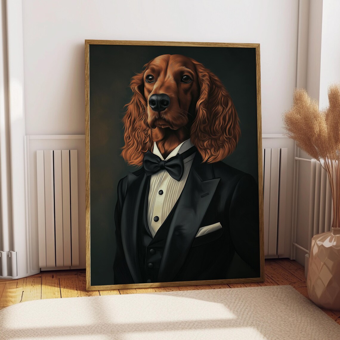 Irish Setter Dog Portrait Black Tuxedo Elegant Red Coat Poster