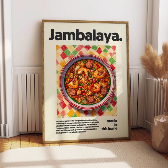 Jambalaya Poster Food Kitchen Decor Print Louisiana Wall Art Brazil Cooking