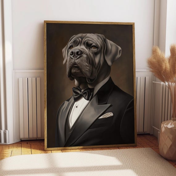 Neapolitan Mastiff Suit Portrait Dog Poster Pet Custom Art Gift For Lover Funny