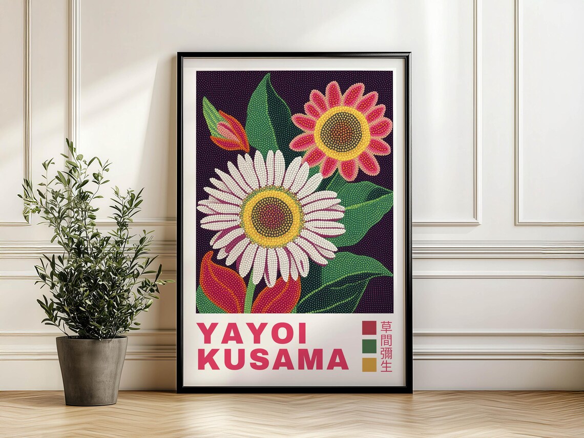 Yayoi Kusama Dot Flower Floral Japanese Botanical Exhibition Poster