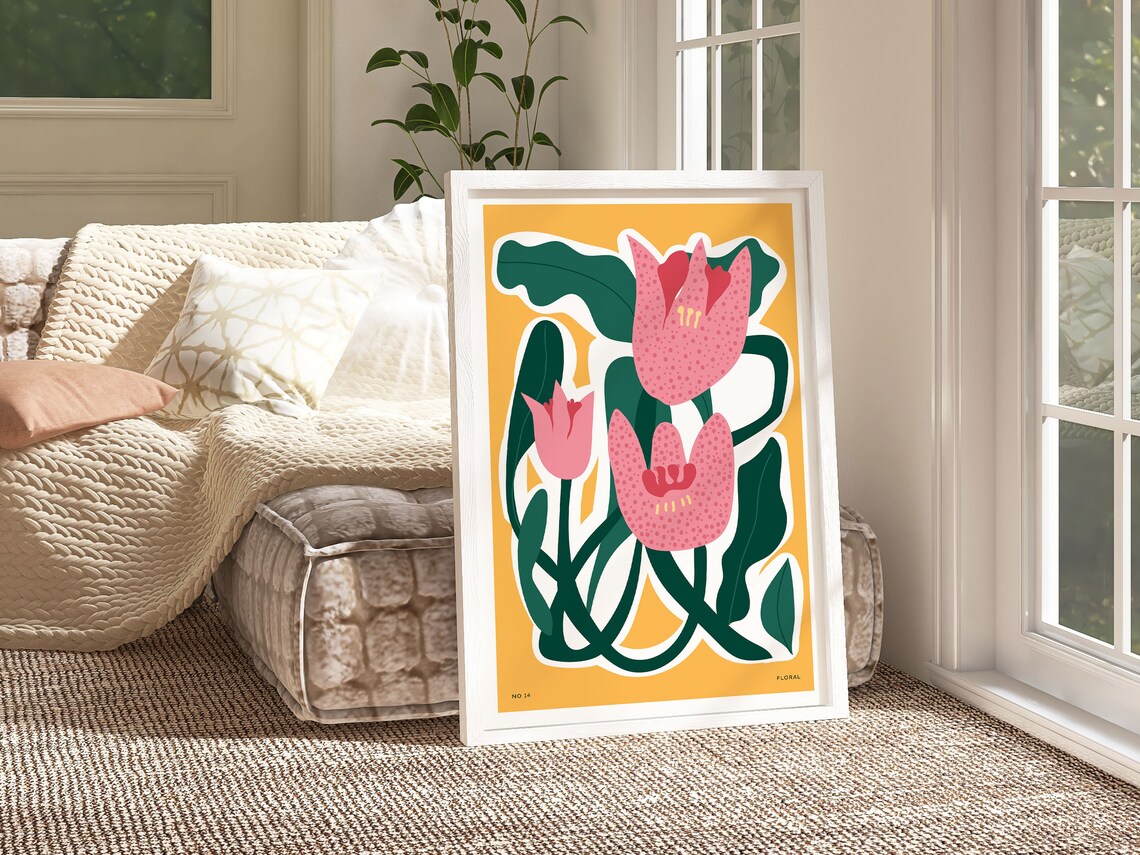 Bright Abstract Flower Botanical Art Print, Retro Floral - Image 2