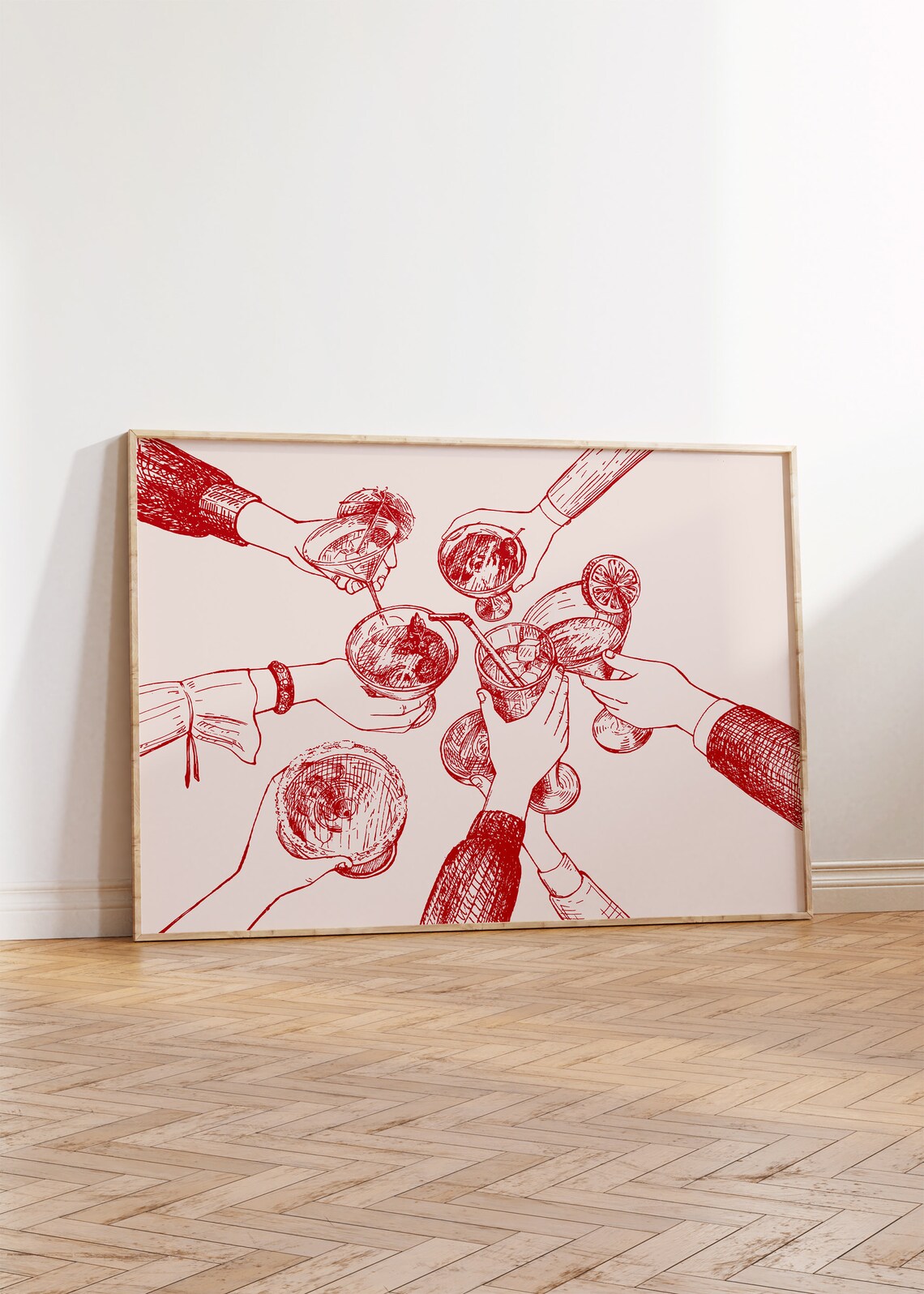 Red Cheers Retro Bar Wall Decor Art Print - Image 2