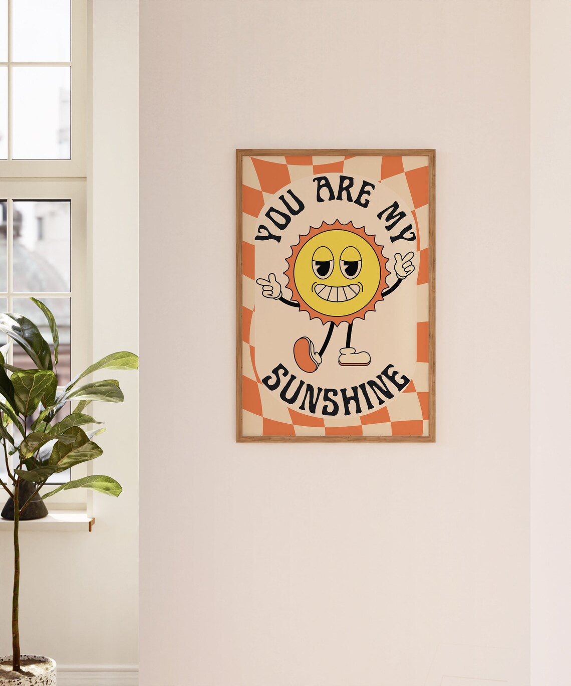 You Are My Sunshine Retro Cartoon Sun Smiley Dorm Nursery Wall Poster - Image 2