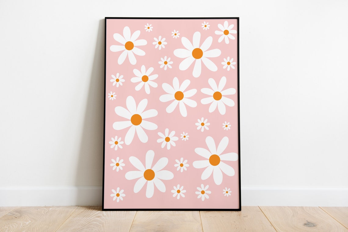 Pink Daisy Flower Print Daisy Art Floral Art Floral Print Floral Home Decor Daisy Flower Art Flower Gift Baby Girl Nursery Decor