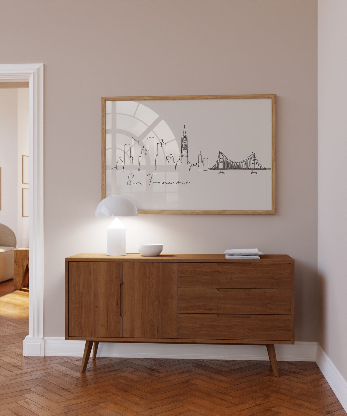San Francisco Skyline Line Art, California Travel Poster - Image 3