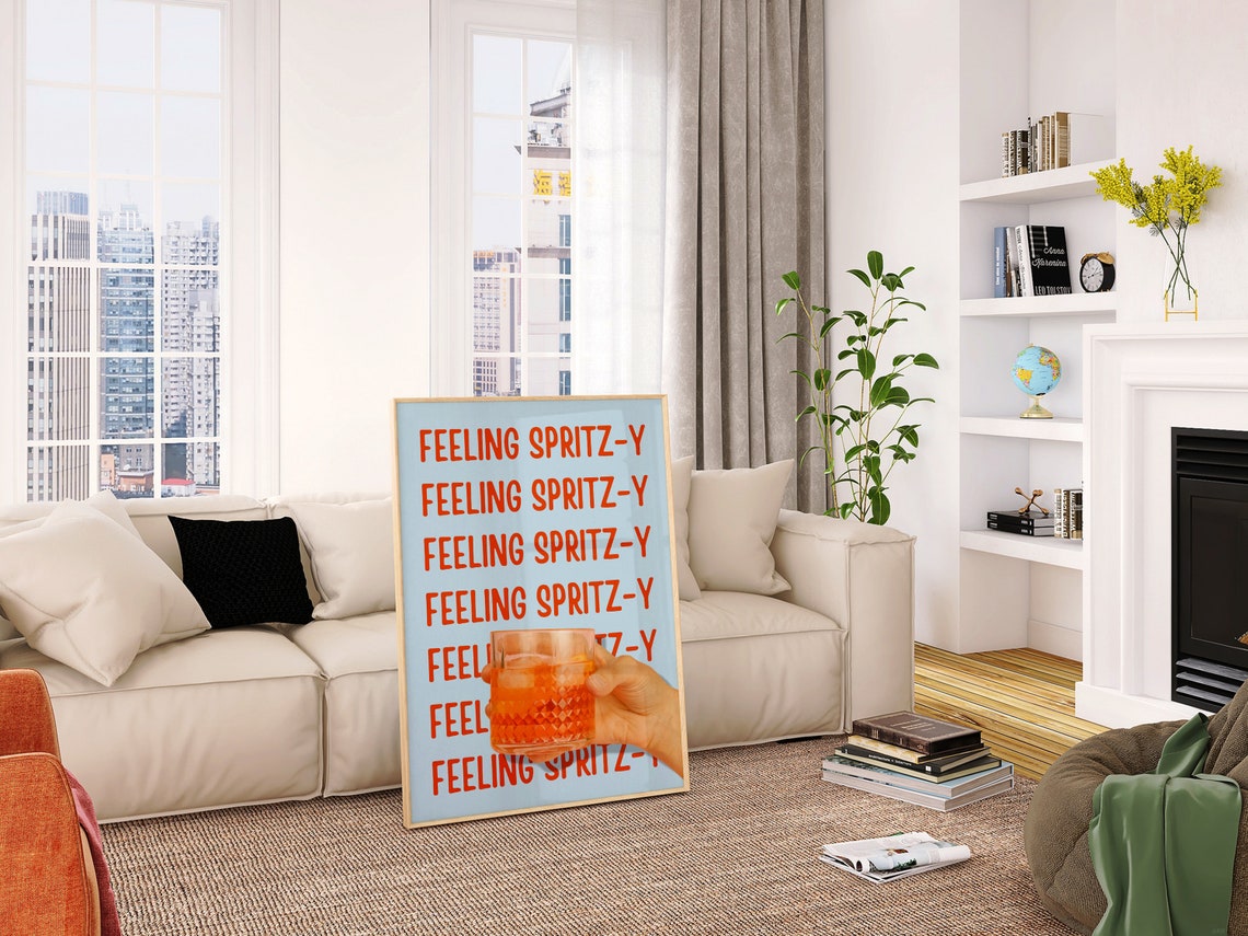 Feeling Spritz-Y Aperol Spritz Cocktail Photo Retro Bar Cart Wall Art - Image 3