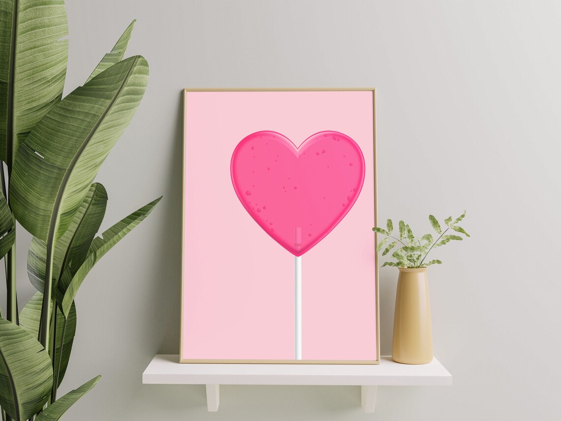 Heart Shaped Lollipop Retro Poster, 90s Sweets - Image 4