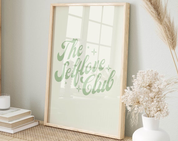 Daily Positive Affirmation Quote Inspirational Typography Print Sage Green Wall Art Motivational Poster Retro Wall Art Green Bedroom Decor
