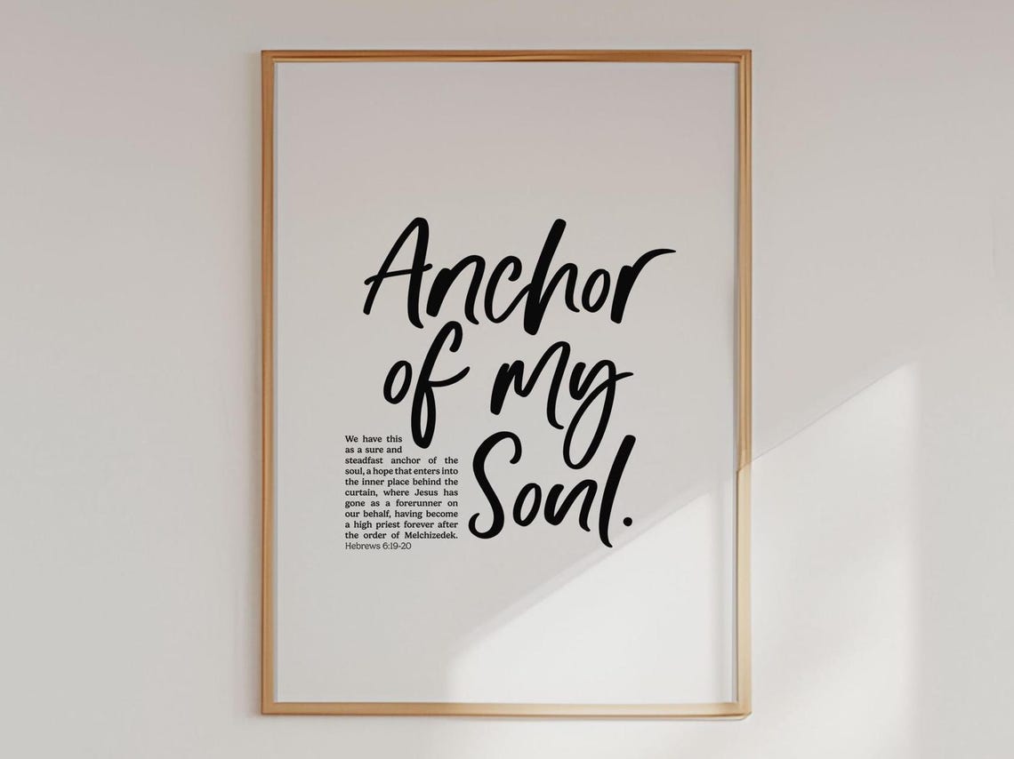 Anchor Of My Soul Christian Wall Art Hebrews 619 20 Steadfast Hope Christian Modern Scripture Poster Baptism Gift - Image 5