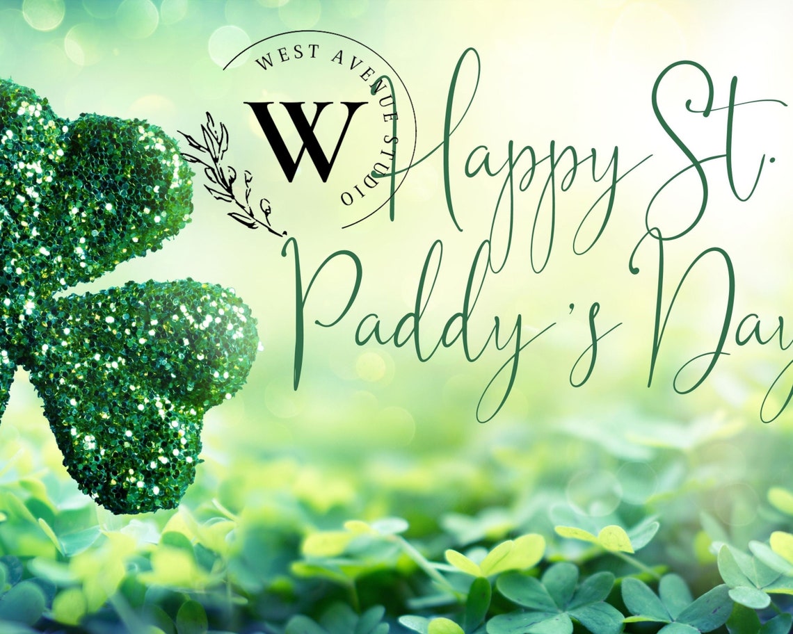 Happy St Paddy's Day Glitter Shamrock Green Clover Holiday Art Poster - Image 3
