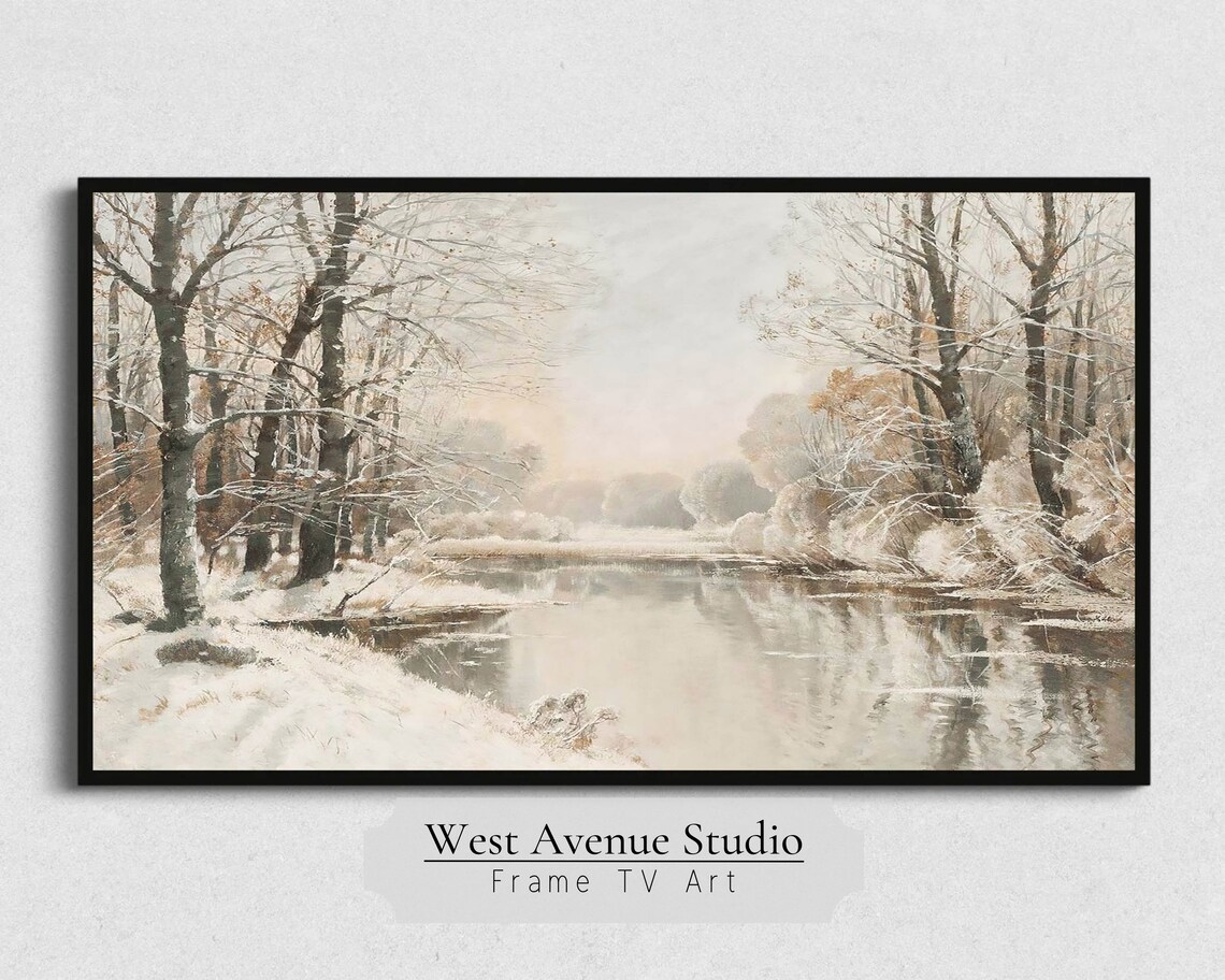 Winter Scene Snowy Landscape, Neutral Winter Decor Art Print - Image 3