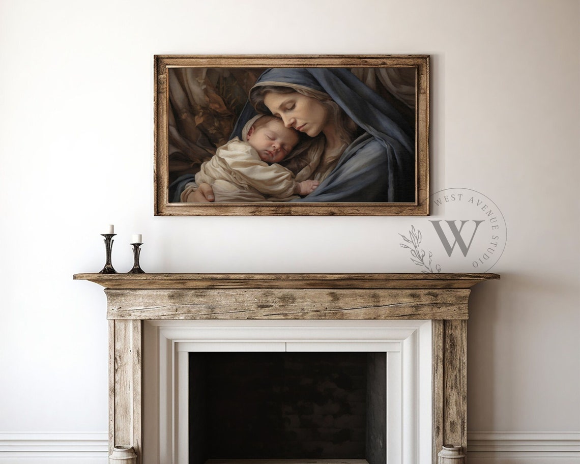 Babe In A Manger Christmas Poster Print - Image 2