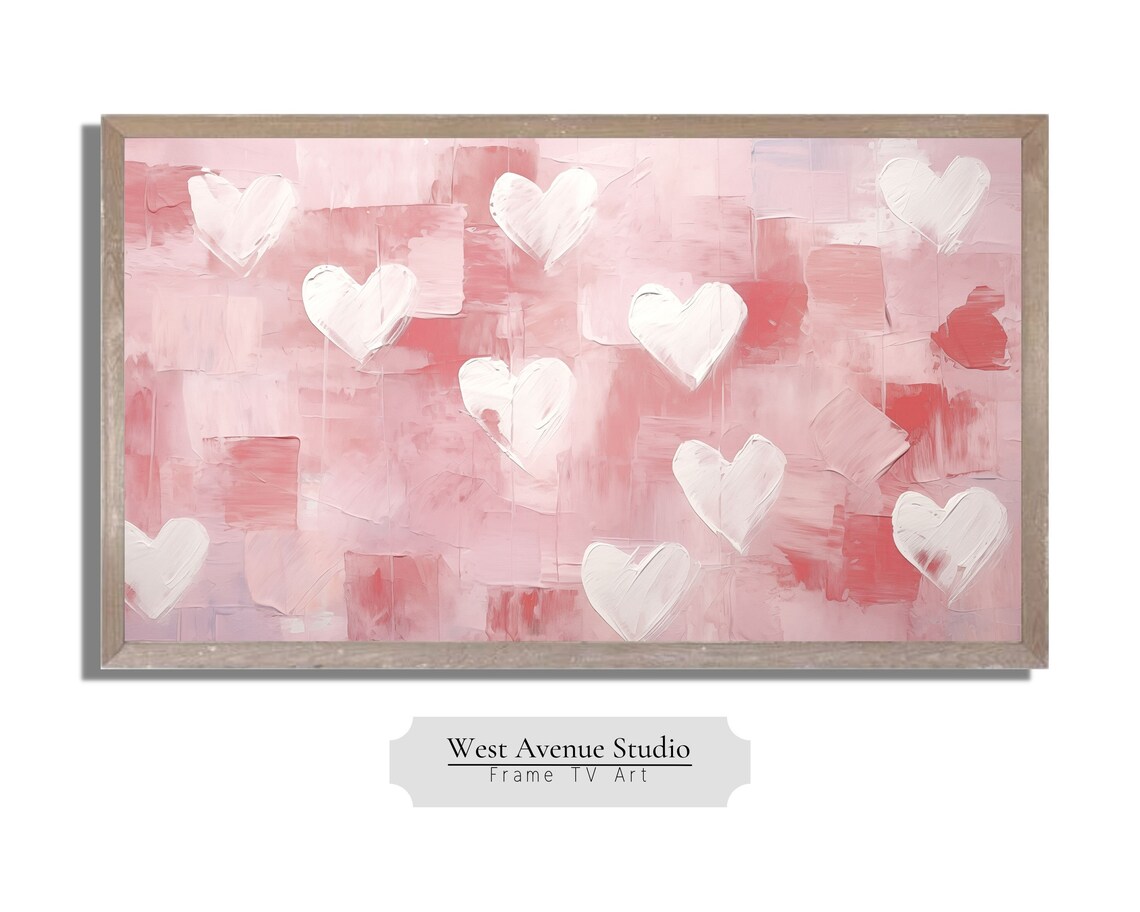 Valentine's Day Heart Textured Artwork, Pink Neutral Aesthetic - Image 4