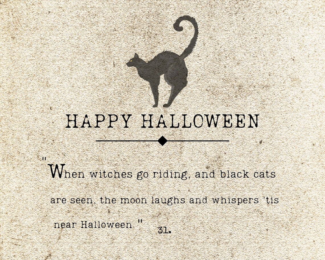 Happy Halloween Black Cat Witches Quote Vintage Farmhouse Sign Poster - Image 3