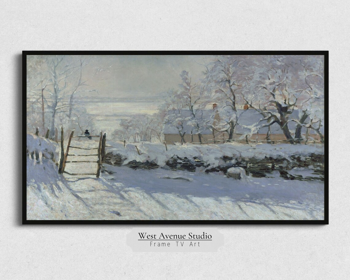 Claude Monet The Magpie Snowy Winter Landscape Bird Oil Painting Poster - Image 5
