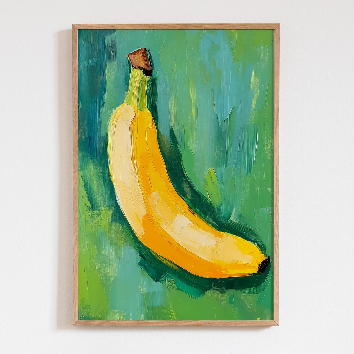 Yellow Banana on Green Acrylic Dopamine Kitchen Food Wall Poster